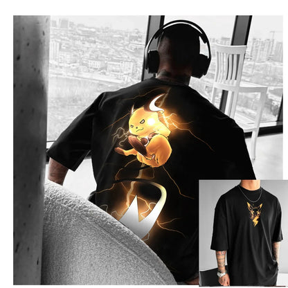 Street Trend Y2K Anime Pok É Mon Pikachu Flash Fitness Training Casual T-Shirt Men's and Women's Luxury Kids Brand Top
