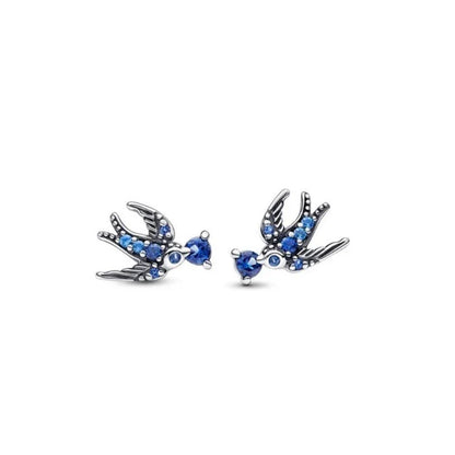 New 925 Silver Earring Shaped Circle Pearls Drop Earring Sparkling Bow Stud Earrings PandKK Original For Women Gift Fine Jewelry