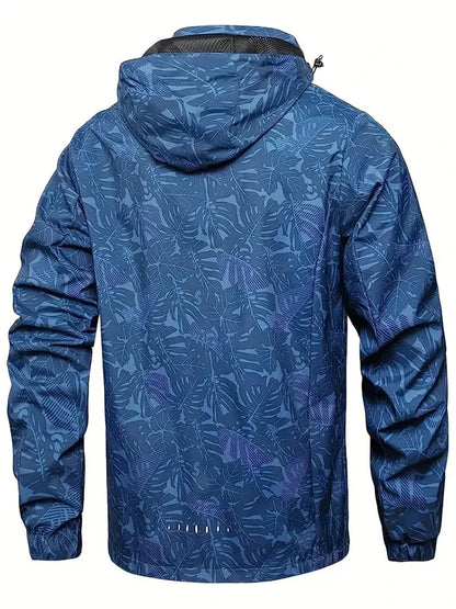 Men's Casual Waterproof Windbreaker Jacket Full Zip Up Hooded Shell Outdoor Hiking Coat For Autumn Plus Size