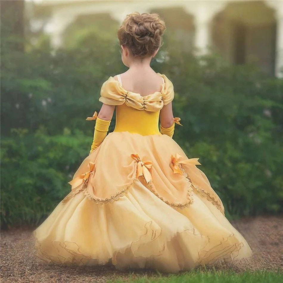 2025 Belle Costume for Girl Carnival Party Princess Dress Children Deluxe Beauty Ball Gown Kids Anna Belle Cosplay Elegant Dress