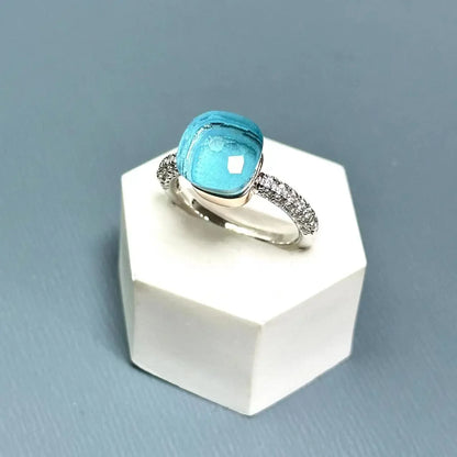 10.6mm S925 Ring Silver Rose Gold Metal 32 Colors Candy Style Zircon Crystal Ring for Women Fine Jewelry Party Gift Trendy Ring