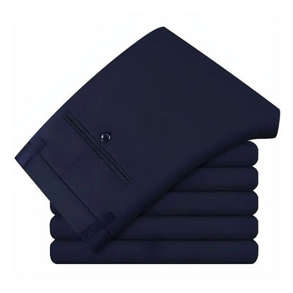 Elastic Waist Dress Pants Men, Professional Office Trousers Wrinkle Resistant, Spring Autumn Slim Fit Thin Business Chino Pants