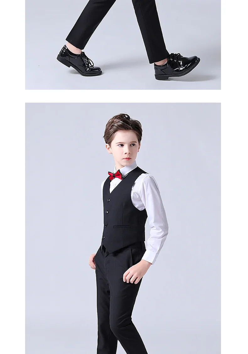 1-14 Years Children Boy Wedding Suit Black Nave Blue Elegant Suits For Children Boys Suits Outfits Set Teenager Kids Suits