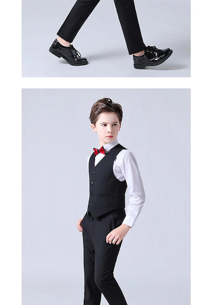 1-14 Years Children Boy Wedding Suit Black Nave Blue Elegant Suits For Children Boys Suits Outfits Set Teenager Kids Suits