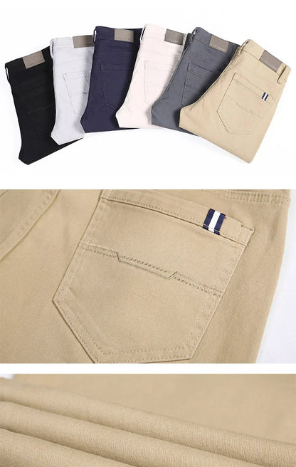 6 Color Men Slim Casual Pants New Classic Business Fashion Comfortable Stretch Cotton Elastic Straigh Trousers Male
