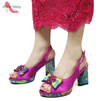 Red Color Italian Design Shoes Matching Bag Set Super High Heels Pumps for Garden Party