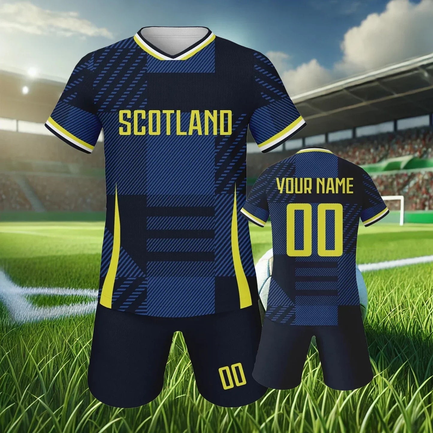 Custom Scotland Soccer Jersey Kids Football Kit Personalized Name Number Youth Team Uniform Quick-Drying Sportswear 3-14Y