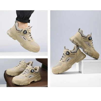 Men's Lightweight Safety Shoes Steel Toe Breathable Anti-Smashing Comfortable Puncture Resistant Work Footwear