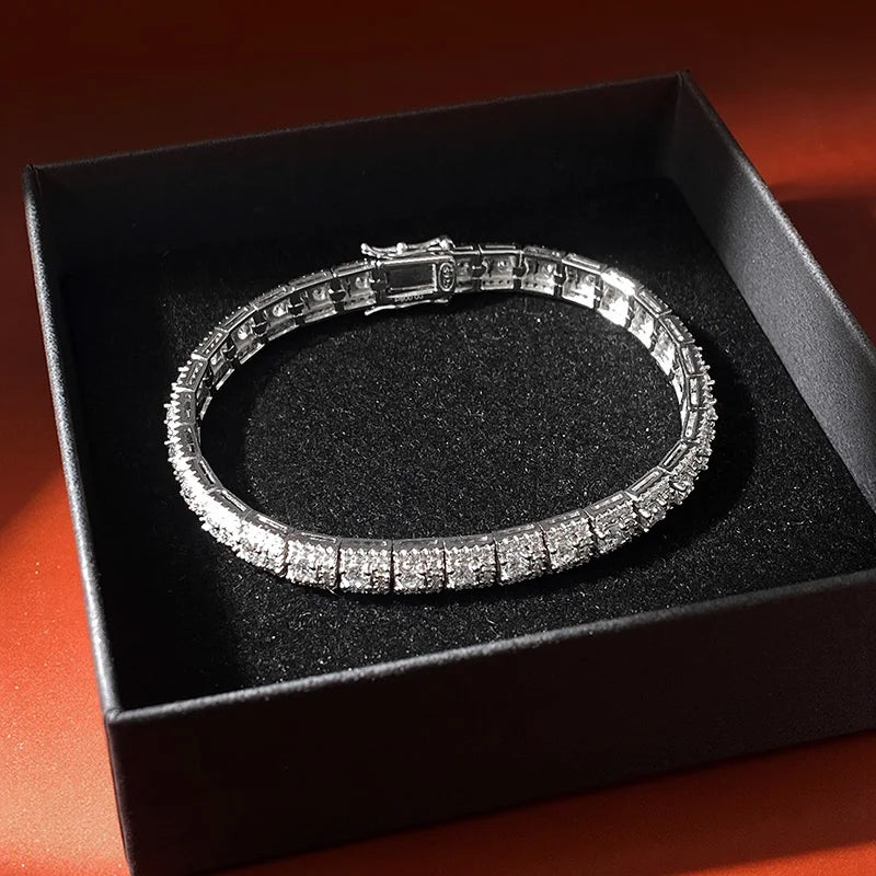Full Moissanite Tennis Bracelet For Women S925 Sterling Silver Pear Pass Diamond Test Sparkling Luxury Fine Jewelry Gift