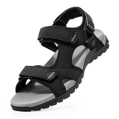 FitVille Mens Sandal Wide Toe Box Walking Athletic Sandals For Men With Arch Support Cushion Slip-Resistant Beach Sandals