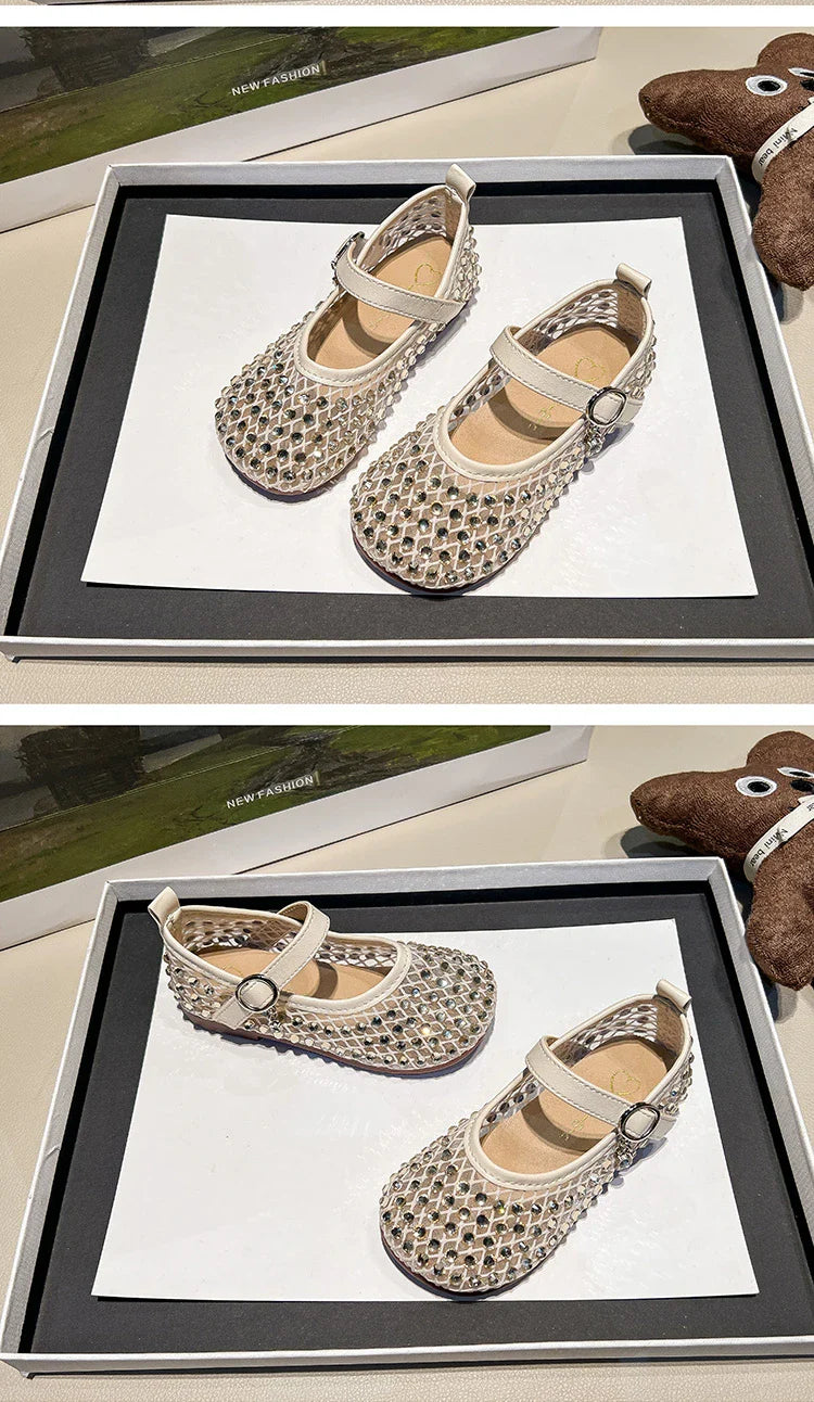 Children's Summer Sandals New Soft Bottom Kids Sandals for Girls Fashion Sequin Causal Beach Shoes Non-slip Breathable Mesh
