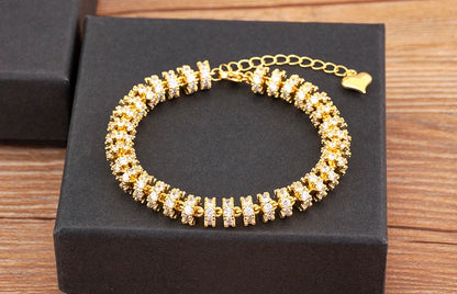 Fashion Gold Plated Chain Bead Bracelet for Women Colorful Crystal Zircon Heart Shape Charm Wedding Party Jewelry Gifts