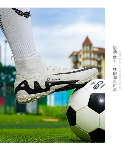 Fashion Pink Soccer Shoes Men's  Professional Lightweight Sock Football Boots Outdoor Non-slip Original Football Cleats Sneakers