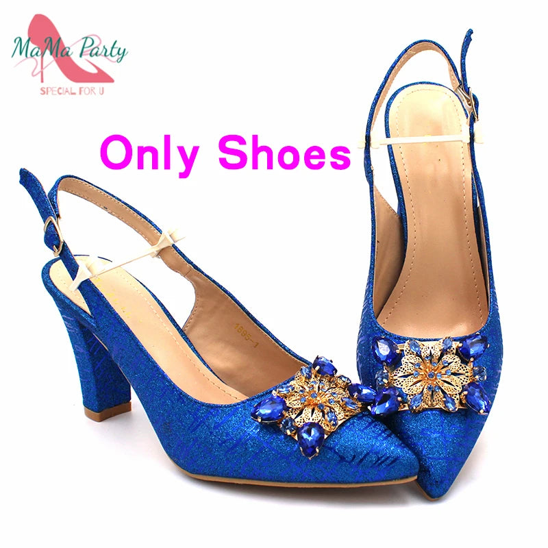 Nigerian Women Shoes and Bag Set in Gold Color High Quality New Arrivals Classics Style for Garden Party
