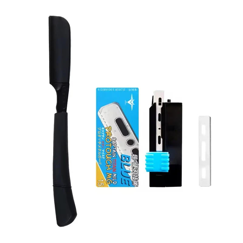 1/2piece - manual straight shaving knife holder beard shaving professional hair cutting trimming tool Special for real hair wigs