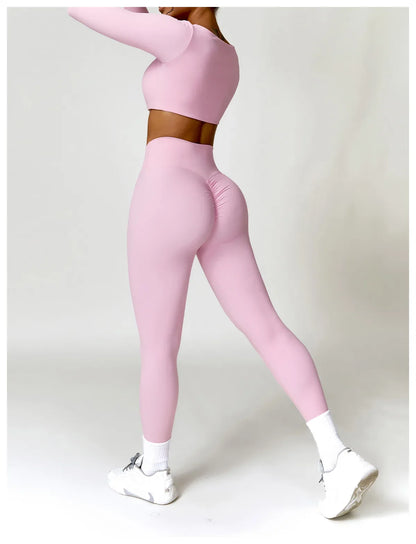 Summer 2PCS Yoga Suit Sports Set Women Quick-Dry Gym Set Women Tracksuit Running Workout Long Sleeve Sports Shirt Yoga Clothing