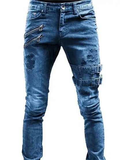 New 2025 Fashion Men's Pants Casual Jeans Men's Thigh Zipper Design Straight leg Jeans Pants Large Size S-4Xl