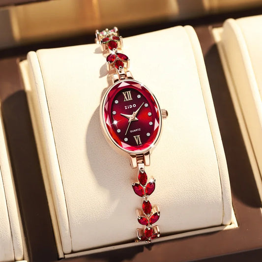 V22 Women's Watches Light Luxury Diamond Inlaid Female Watch Waterproof Oval Ladies Fashion Quartz Bracelet Wristwatch