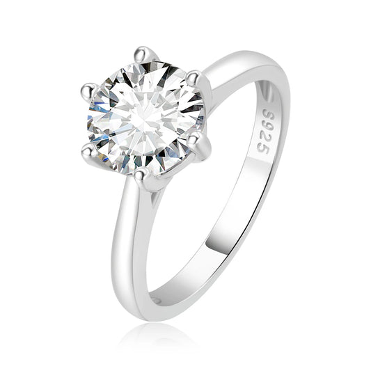 Moissanite D Color 0.5ct 1ct 2ct Round Cut S925 Sterling Silver Solitaire Wedding Engagement Ring for Women