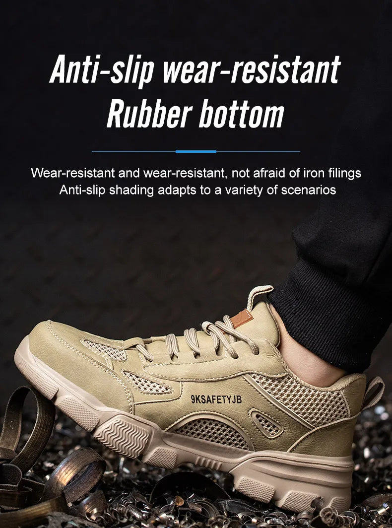 Men Safety Shoes Work Sneaker Anti-smash Non Slip Work Shoes Steel Toe Protection Shoes Lightweight Breathable Industrial Shoes