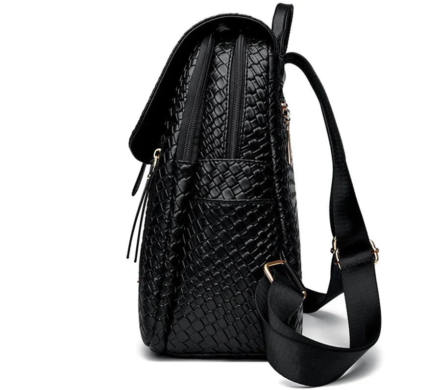 Luxury Women Leather Backpacks for Girls Sac A Dos Casual Daypack Black Vintage Backpack School Bags for Girls Mochila Rucksack