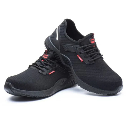 Steel-toe work shoes, puncture-resistant safety boots, sturdy industrial shoes, comfortable and breathable, and slip-resistant.
