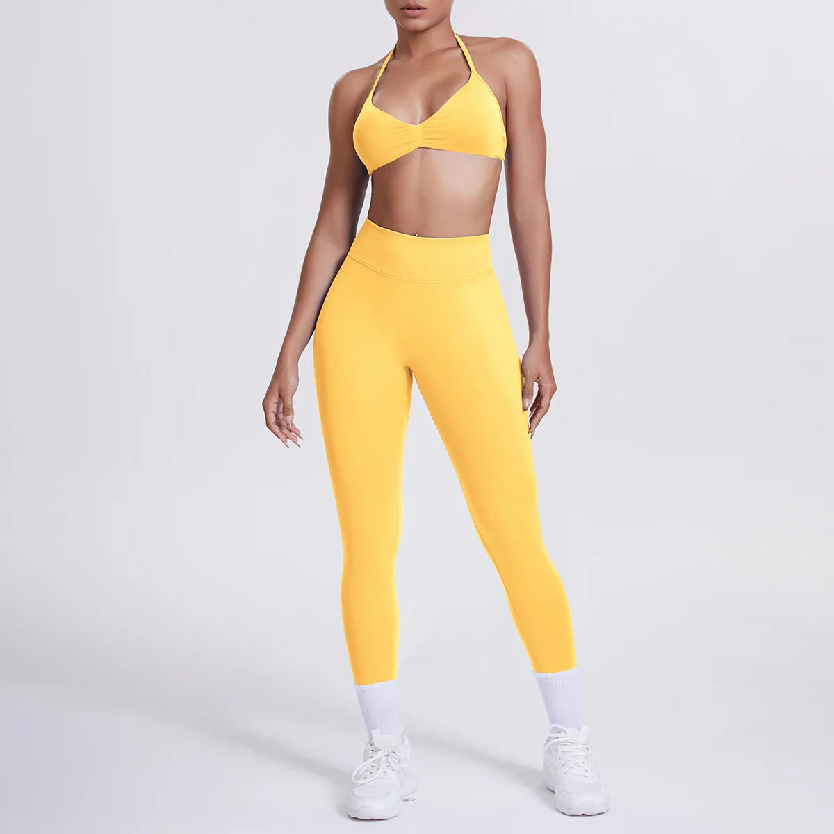 Women 2pcs Patchwork Sport Yoga Suit Training Sleeveless Sport Gym Tops Tummy Control Slimming Booty Leggings Yoga Suit Sports