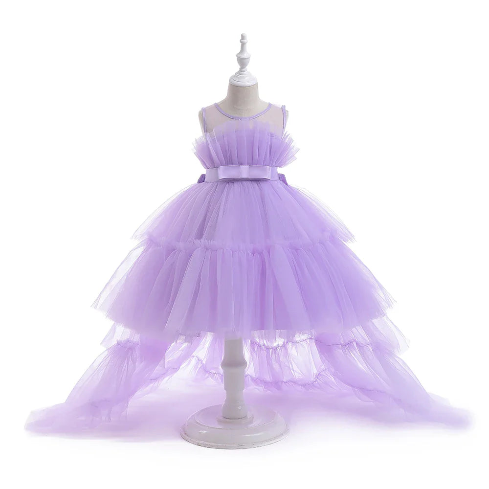 Elegant Tulle Bridesmaids Party Girls Dresses Summer Baptism Birthday Wedding Prom Princess Dress for Girl Christmas Kids Clohes