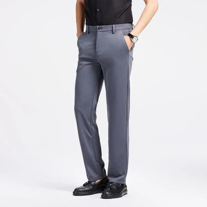 Men Spring Summer Thin Formal Dress Pants High Quality Elastic Waist Business Casual Suit Trousers Work Office Black Long Pants