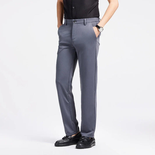 Men Spring Summer Thin Formal Dress Pants High Quality Elastic Waist Business Casual Suit Trousers Work Office Black Long Pants