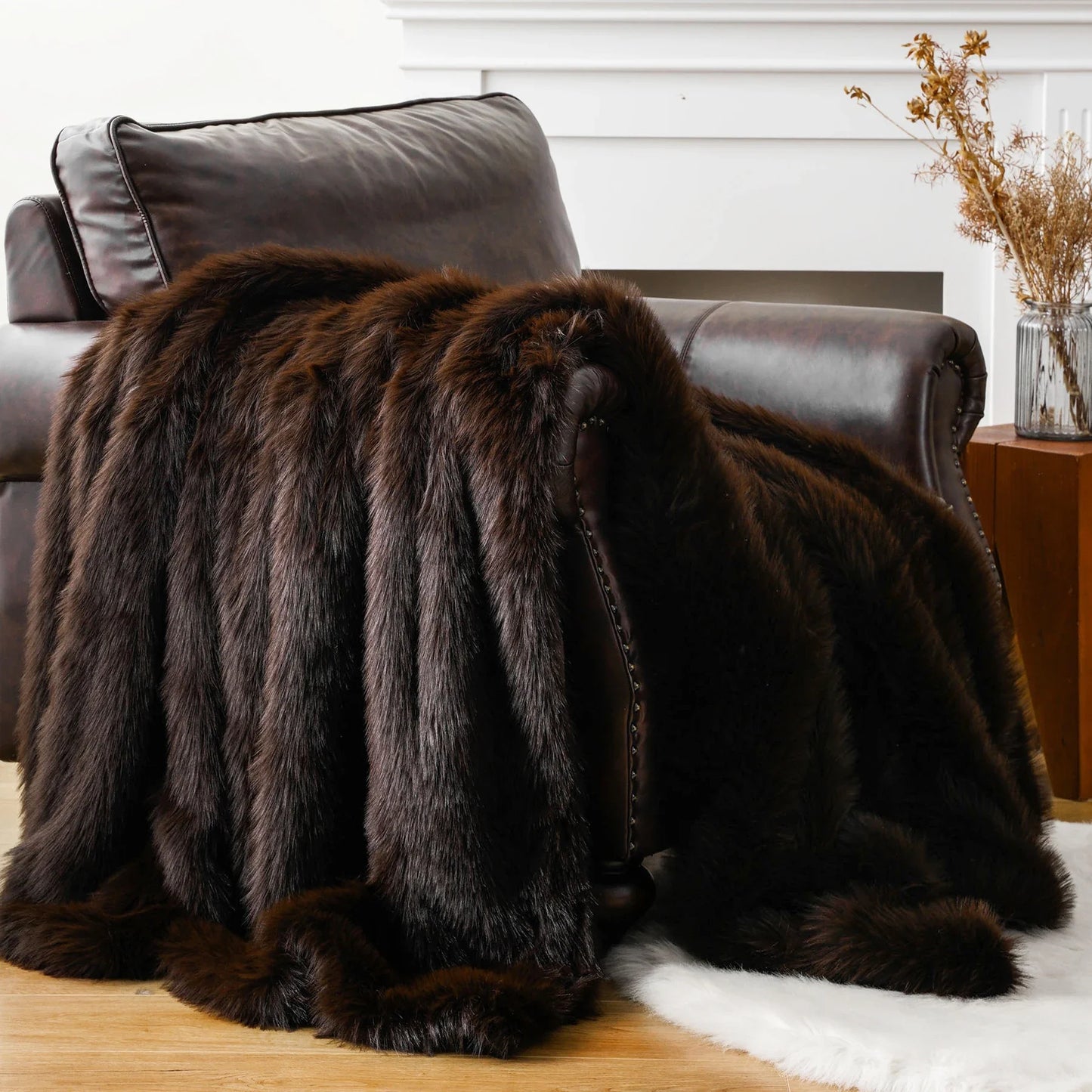 Fluffy Soft Blankets Luxury Fur blanket for Bed Sofa Mink Faux Fur Throw and Blankets Large Warm Blanket for Home Decor