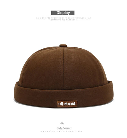 Letter Embroidery Docker Cap Without Visor Brimless Caps Solid Colors Retro Beanie Hat Adjustable Hip Hop Fashion Street