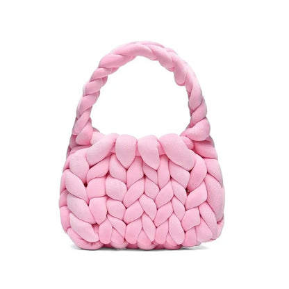Velvet Bag DIY Hand Woven Bag Crystal Velvet Core Spun Yarn Woven Bag Hand-held Mailman Bag Velvet Handbag New