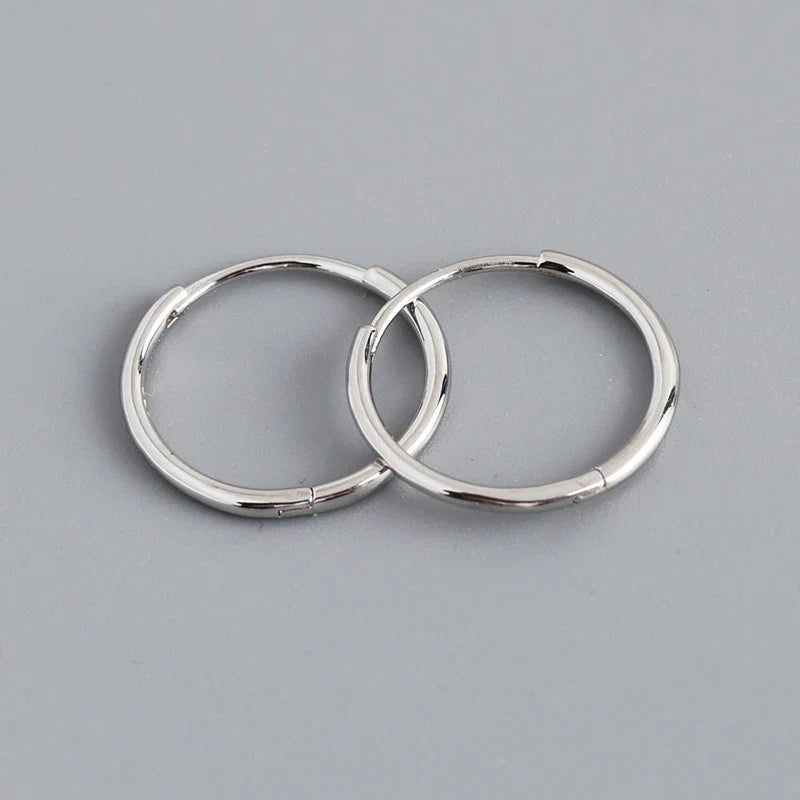 925 Sterling Silver Minimalist Glossy Circle Hoop Earrings for Women Fashion Simple Ear Bone Piercing Jewelry Accessories