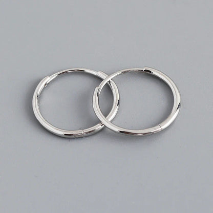 925 Sterling Silver Minimalist Glossy Circle Hoop Earrings for Women Fashion Simple Ear Bone Piercing Jewelry Accessories