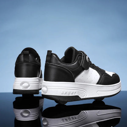 Ultra-Light Leathe Two Wheels Children's Sport Roller Skate Shoes for Kids Boys Girls Walking Running Sneakers Outdoor for Women