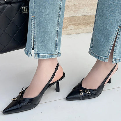 Big Size Footwear Wine Red Women High Heels Shoes Fashion Pointed Toe Pumps Ladies Thin Heels Shoes  Female Slingbacks Slides