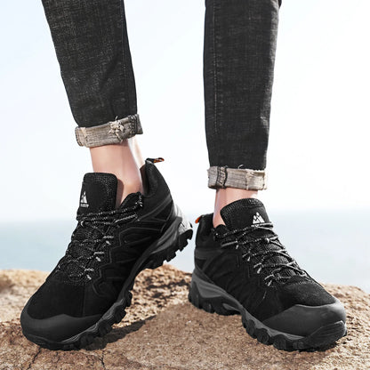 High Quality Leather Hiking Shoes Durable Outdoor Sport Men Trekking Leather Shoes Lace-Up Climbing Hunting Sneakers