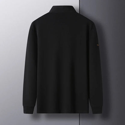 Luxury new Half Zipper Long Sleeve T-shirt 100% Cotton Brand Embroidered Stand Collar Men's Clothing Autumn Casual polo shirt
