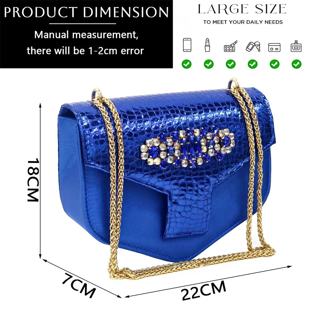 Italian Fashion Open Toe Women Strange Heels Bigger Size Fashion Rhinestone Decoration Brown Shoes And Bag Set Party Bag