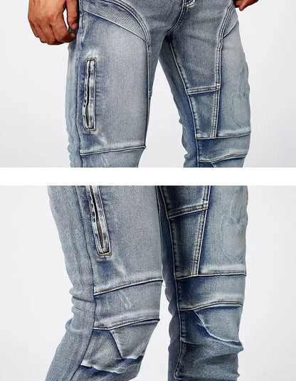 2025 Elastic Jeans Mens Small Straight Leg Denim Pants Outdoor Casual Motorcycle Pants High Street Classic High Quality Jeans