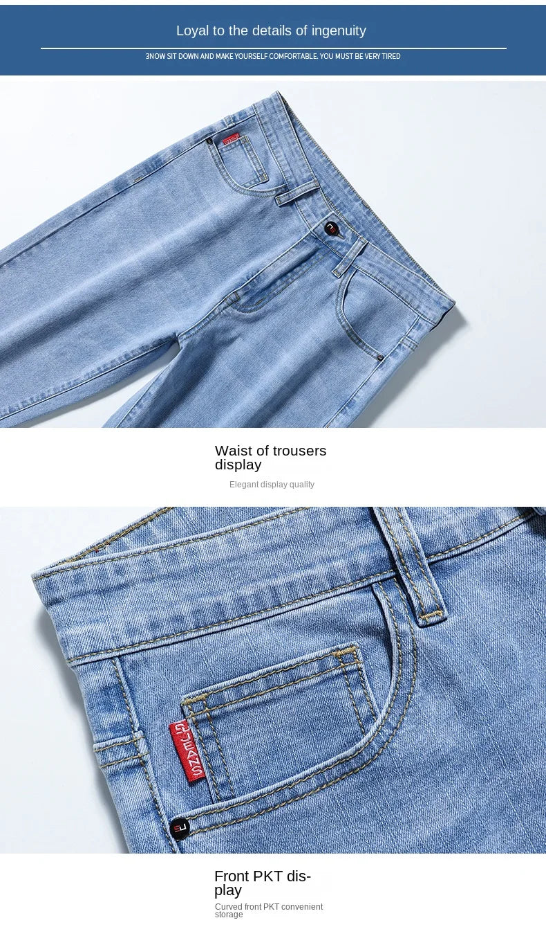 2026 Men White Jeans Fashion Casual Classic Style Slim Fit Soft Trousers Male Brand Advanced Stretch Pants