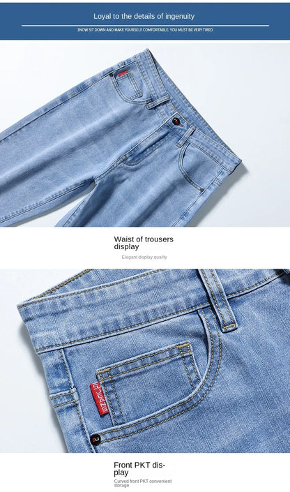 2026 Men White Jeans Fashion Casual Classic Style Slim Fit Soft Trousers Male Brand Advanced Stretch Pants
