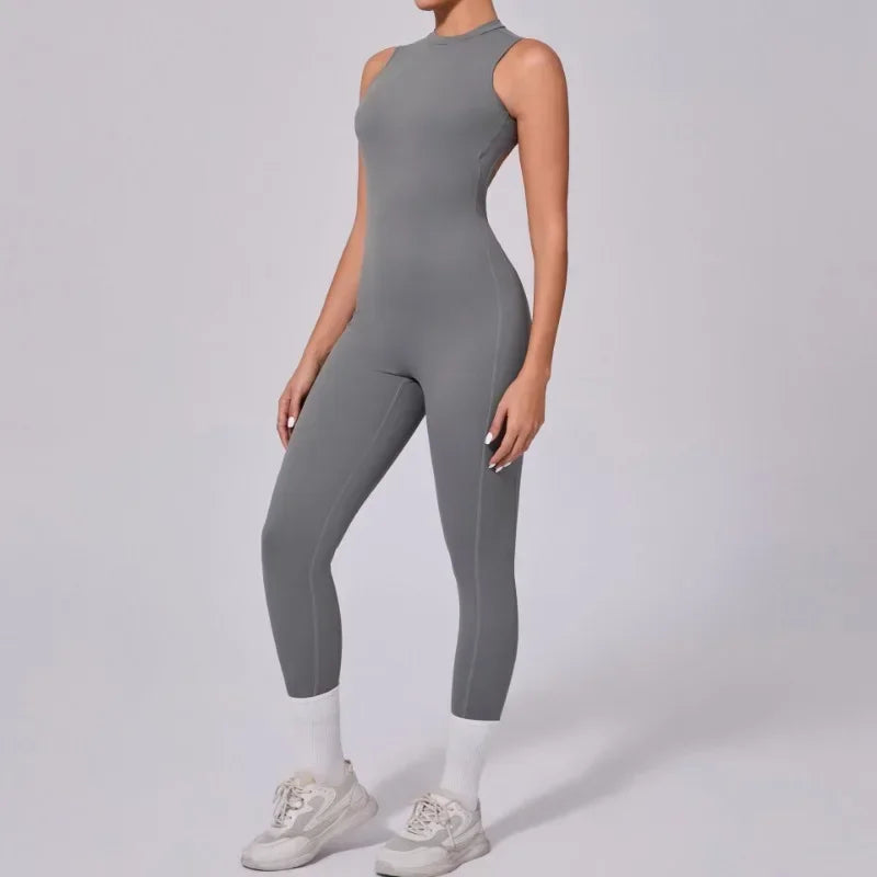 Women's High Elasticity Sports Jumpsuit Yoga Set Fitness Combination Lift Buttocks Bare Back Gym Sexy Romper for Active Women