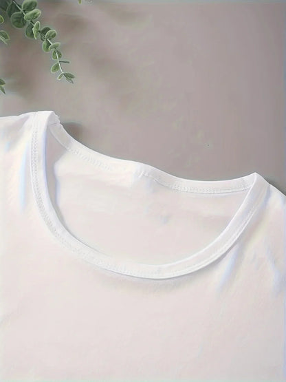 Graphic T-Shirt Short Sleeve Crew Neck with Soft Comfortable Spring Women's Light Blue Casual Teddy Bear