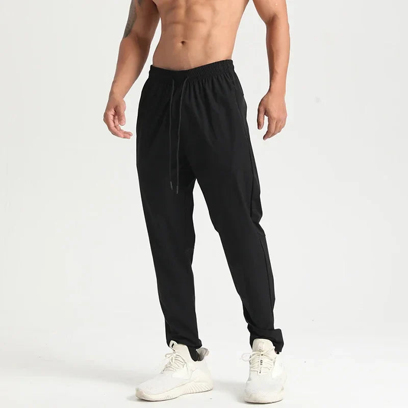 Men Gym Jogging Sport Pants Thin Loose Quick-Dry Long Exercise Clothing Zipper Pockets Training Bodybuilding Trouser Marathon