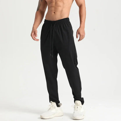 Men Gym Jogging Sport Pants Thin Loose Quick-Dry Long Exercise Clothing Zipper Pockets Training Bodybuilding Trouser Marathon