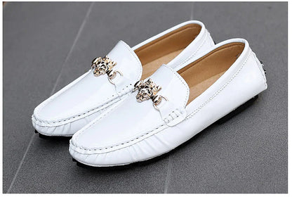 2025 Spring and Summer New Internet Celebrity Glossy Leather Peas Shoes Men's Large Size Slip-On Trendy Fashion Handmade Men's Shoes