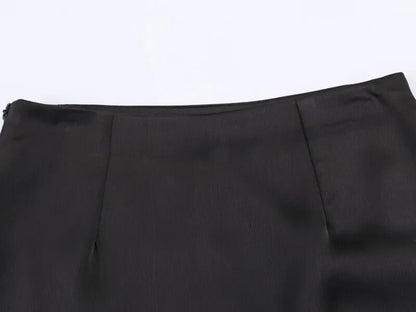 Summer Women Elegant Satin Silk Lace Fringe Mini Skirt High Waist Slim Anti-light Safety Bottoming Half Slip Underskirt 3 Colors