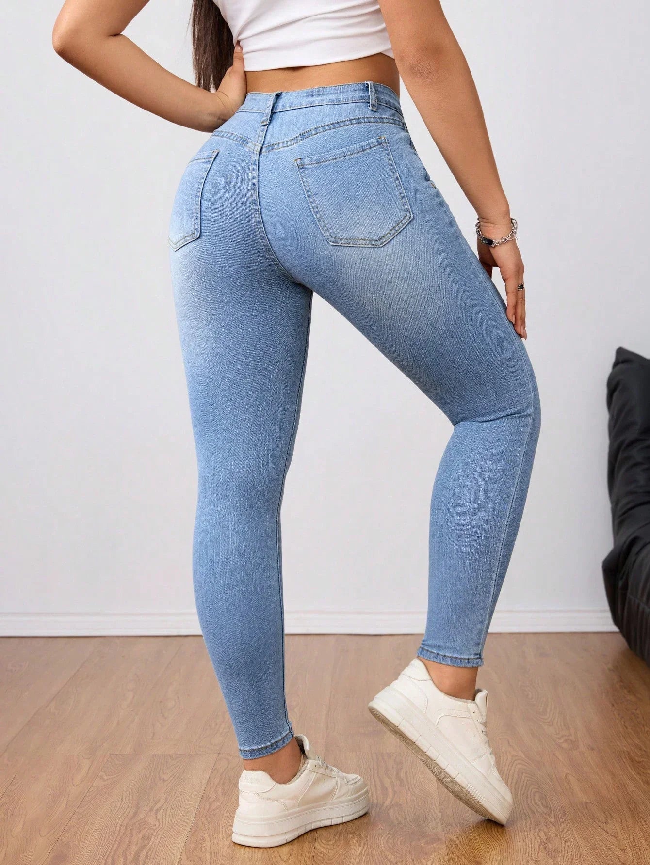 Women's Light Blue Stretch Denim Skinny Pants